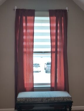 Red Sheer Window Curtains - Home Accents